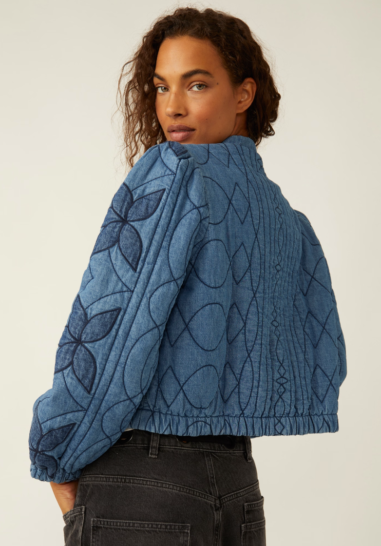 Quinn Quilted Jacket Indigo Women's Outerwear Free People    