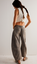 Good Luck Mid Rise Barrel Archive Grey Women's Bottoms Free People    