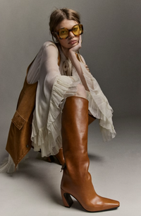 Date Night Tall Boot Tan Leather Women's Boots Heels Free People