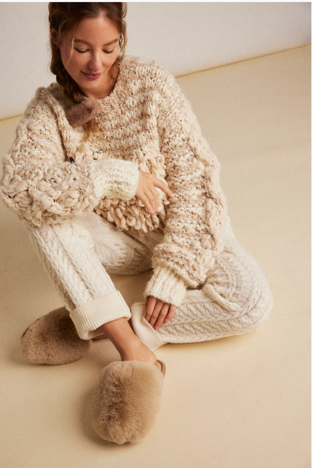 Snowball Slipper Taupe Faux Fur Women's Shoes Free People