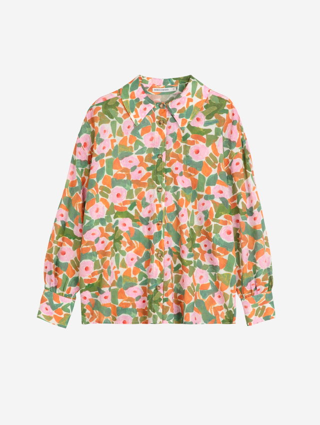 Floral Print Relaxed Shirt Women's Tops Bobo Choses