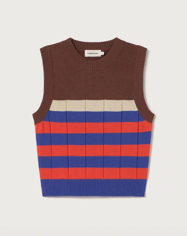 Sherry Knitted Vest Multicolor Women's Tops Thinking Mu