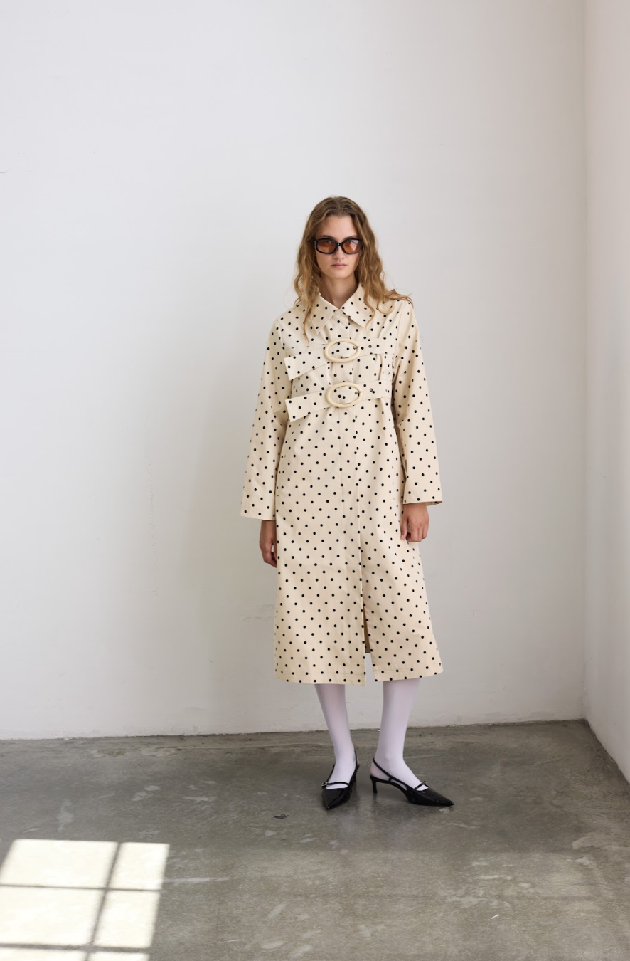 Bridget Coat Off White/Polka Dots Women's Tops Outerwear Hosbjerg