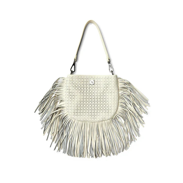 Free Spirit Fringe Saddle Bag Cream Gifts + Accessories Bags Think Royln