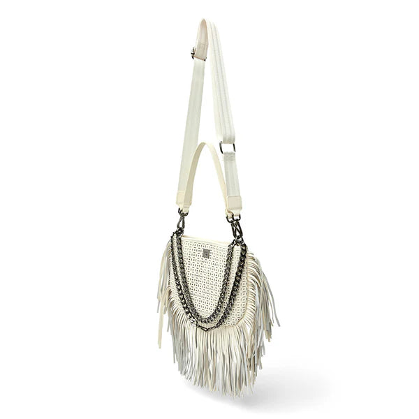 Free Spirit Fringe Saddle Bag Cream Gifts + Accessories Bags Think Royln