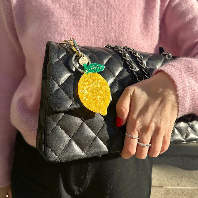 Hand-Painted Lemon Bag Charm + Keychain Gifts + Accessories Bag Keychains Solar Eclipse