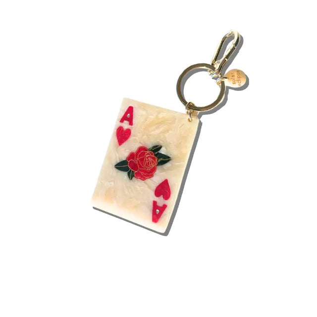 Hand-Painted Ace of Hearts Bag Charm + Keychain Gifts + Accessories Bag Keychains Solar Eclipse