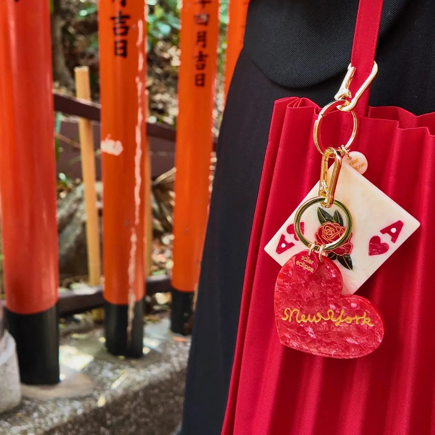 Hand-Painted Ace of Hearts Bag Charm + Keychain Gifts + Accessories Bag Keychains Solar Eclipse