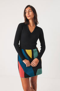 Ariza Ribbed LS Black Women's Tops SKFK