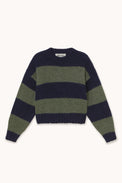 Oversized Striped Sweater Navy Khaki Women's Tops The Tiny Big Sister