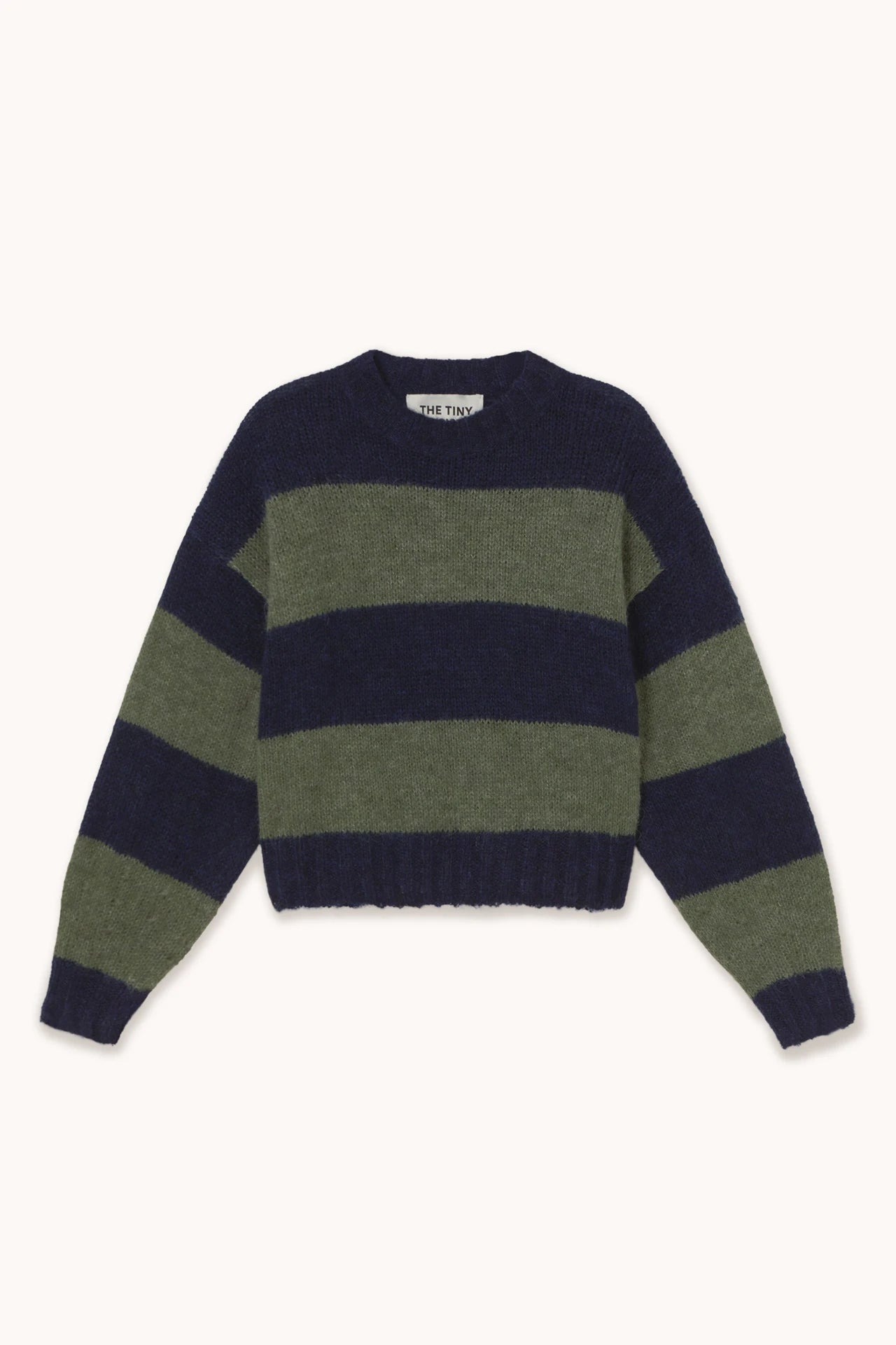 Oversized Striped Sweater Navy Khaki Women's Tops The Tiny Big Sister