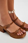 Beck Buckle Clog Cognac Suede Women's Sandals Free People