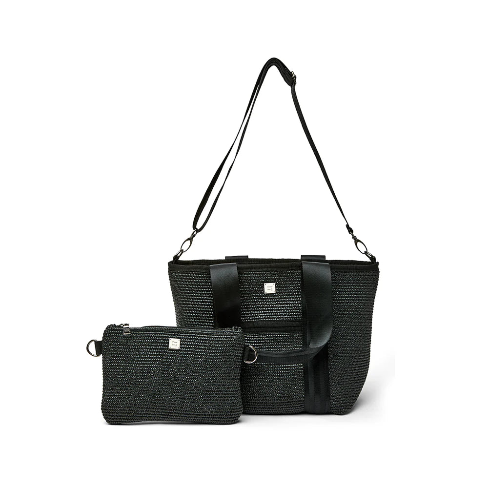 Capri Black Raffia Gifts + Accessories Bags Think Royln