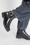 Perle Black Crinkle Patent Women's Boots Valdini