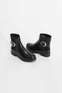 Perle Black Crinkle Patent Women's Boots Valdini