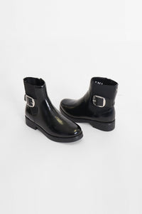 Perle Black Crinkle Patent Women's Boots Valdini