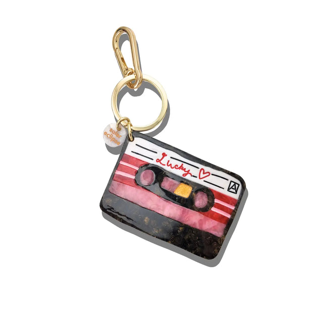 Hand-Painted Lucky Cassette Bag Charm + Keychain Gifts + Accessories Bag Keychains Solar Eclipse