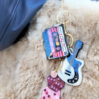 Hand-Painted Lucky Cassette Bag Charm + Keychain Gifts + Accessories Bag Keychains Solar Eclipse