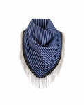 Stripe Embellished Scarf Ink Blue Gifts + Accessories Theo