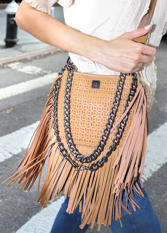 Free Spirit Fringe Saddle Bag Terracotta Gifts + Accessories Bags Think Royln