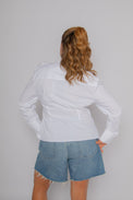 Nemesis Cinched Epaulet Shirt White Women's Tops Theo