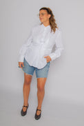 Nemesis Cinched Epaulet Shirt White Women's Tops Theo