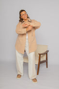 Boucle Trim Overshirt Maple Women's Tops Outerwear Theo