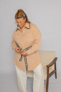 Boucle Trim Overshirt Maple Women's Tops Outerwear Theo