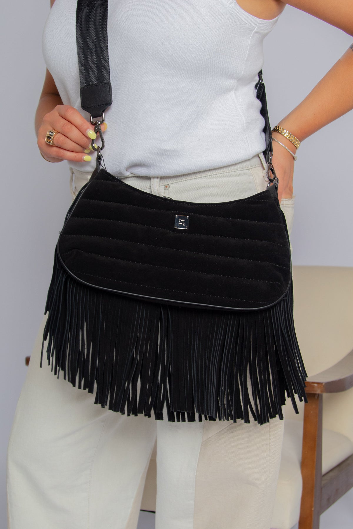 Maverick Black Suede Gifts + Accessories Bags Think Royln