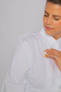 Nemesis Cinched Epaulet Shirt White Women's Tops Theo