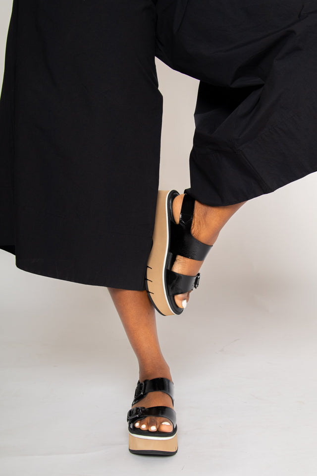 Lucia Reverse Vernice Black Women's Sandals Platforms Homers