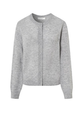 Sloane Cashmere Crewneck Cardigan Heather Grey Women's Tops One Grey Day
