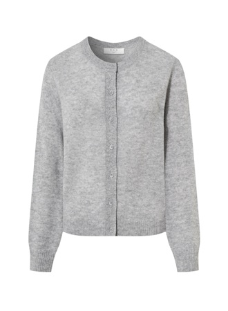 Sloane Cashmere Crewneck Cardigan Heather Grey Women's Tops One Grey Day