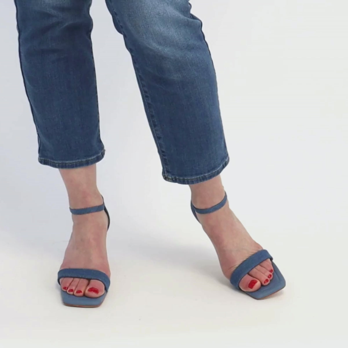 Leah Ankle Strap Denim Women's Sandals Heels Shoe the Bear