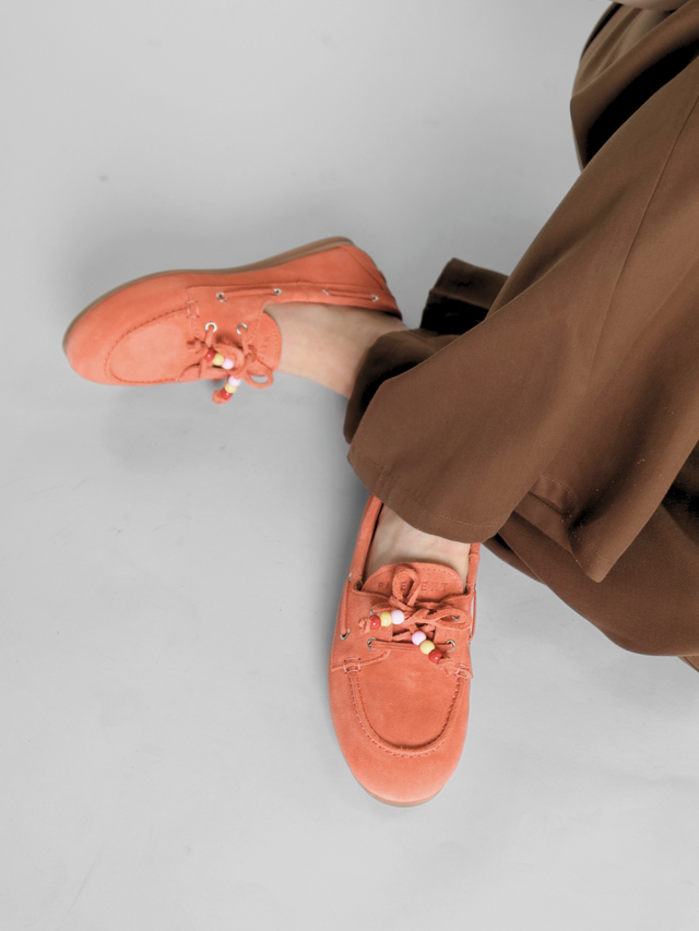 Marin Pearls Orange Suede Women's Shoes Loafers Pavement