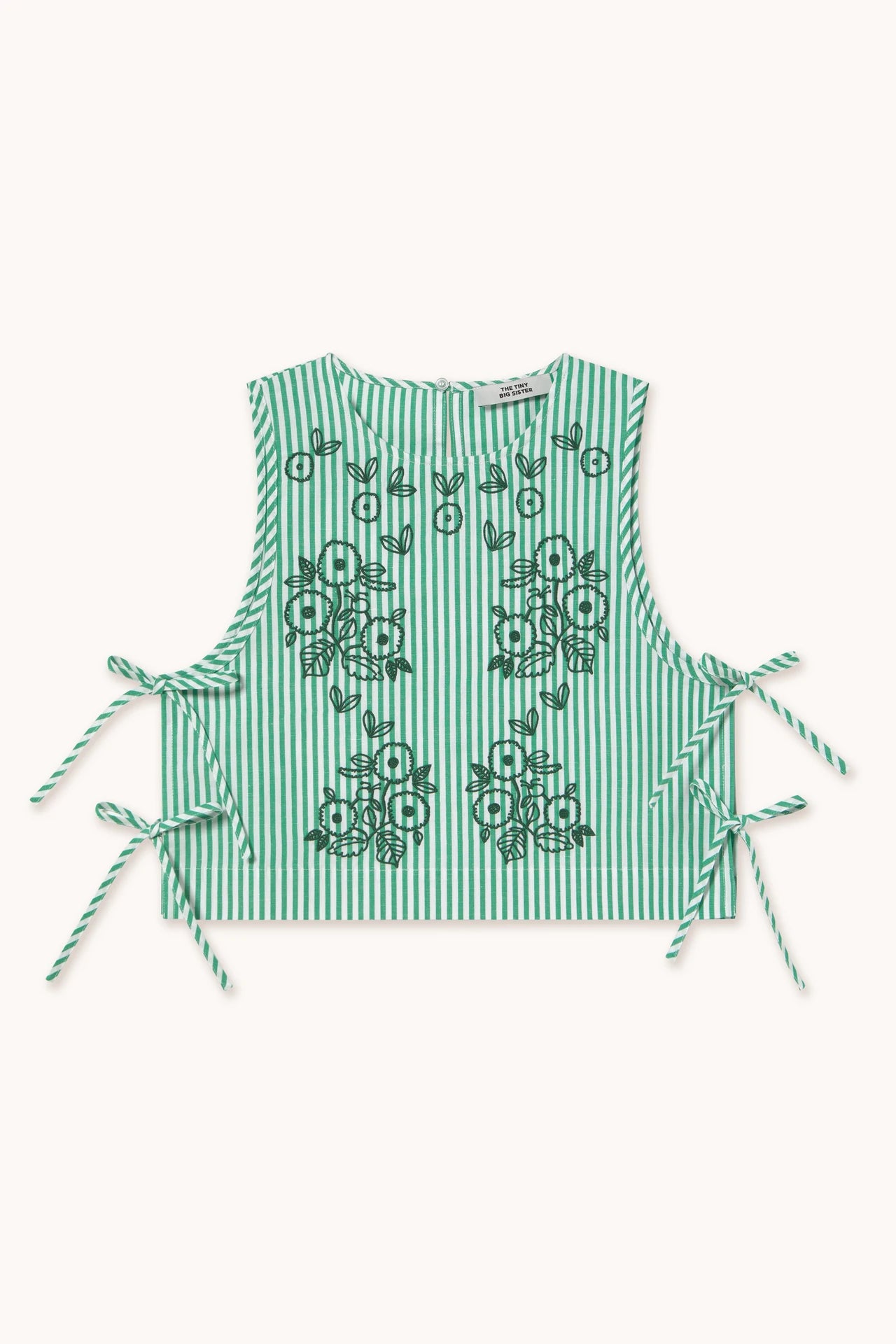 Striped Embroidered Top Off-White/Emerald Women's Tops The Tiny Big Sister