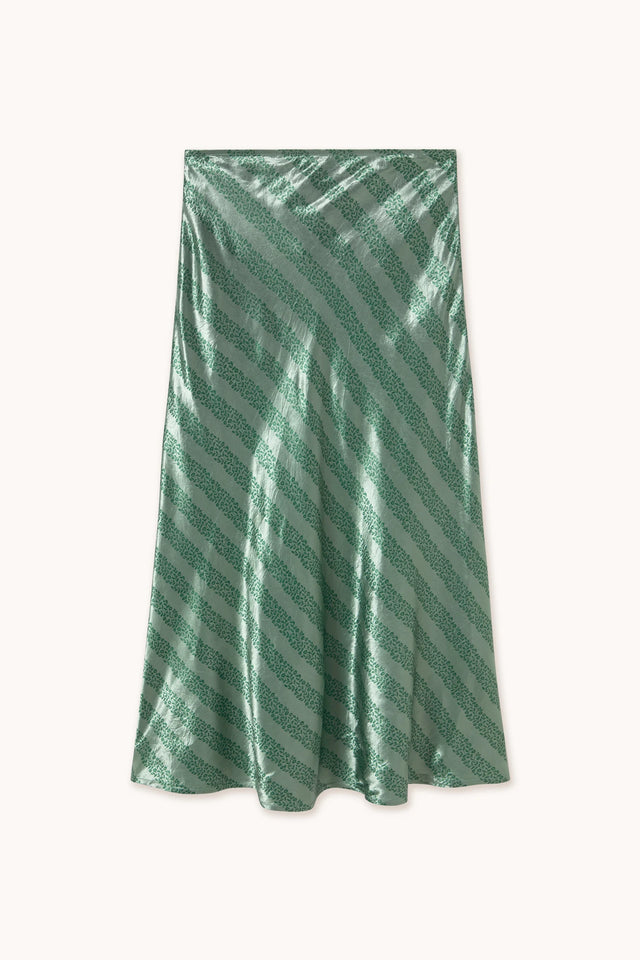 Flowers Bias Cut Skirt Washed Emerald