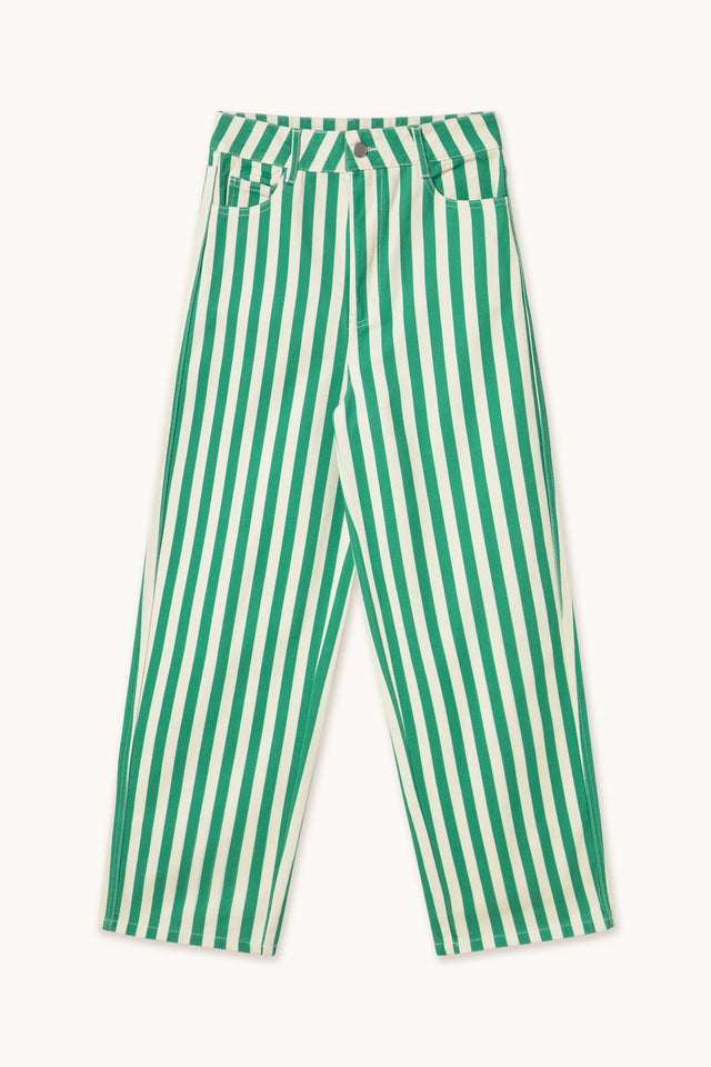 Striped Berta Long Denim Off-White/Emerald Women's Bottoms The Tiny Big Sister