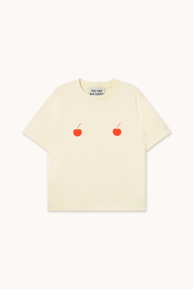 Cherries Tee Light Cream Women's Tops The Tiny Big Sister