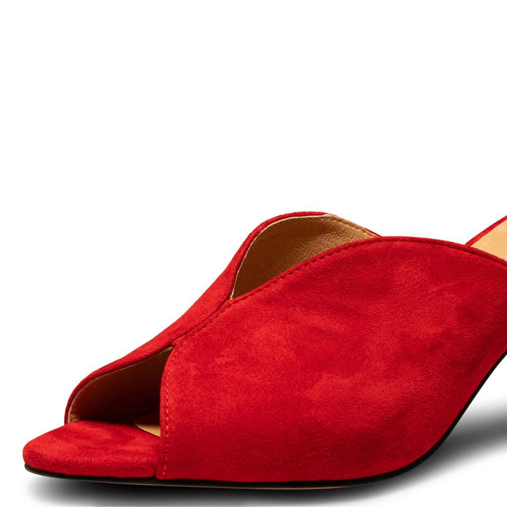 Women's heeled mule Valentine Suede Fire Red by SHOE THE BEAR