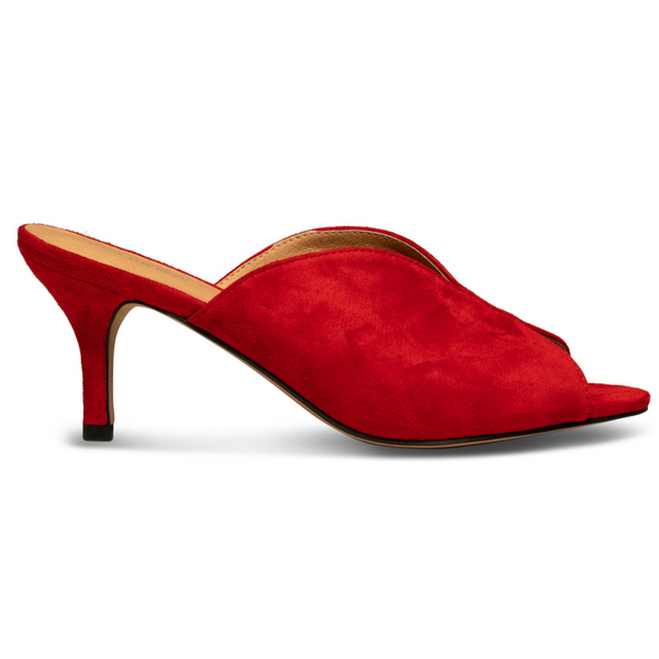 Women's heeled mule Valentine Suede Fire Red by SHOE THE BEAR