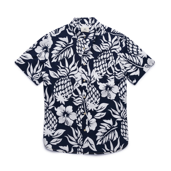 Men's Joey floral pineapple navy button down shirt by surfside supply