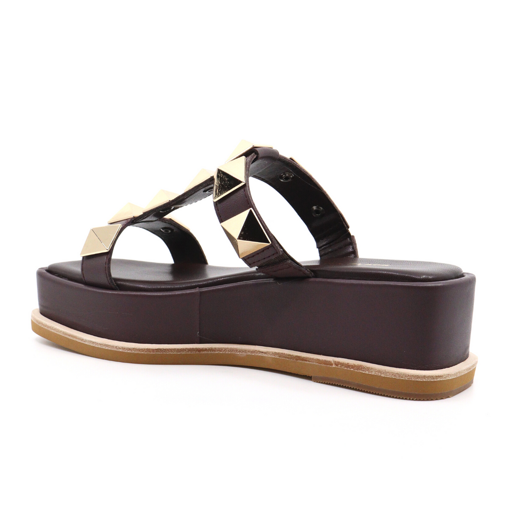 Women's pyramid t brown fashion studded sandal by ALL BLACK
