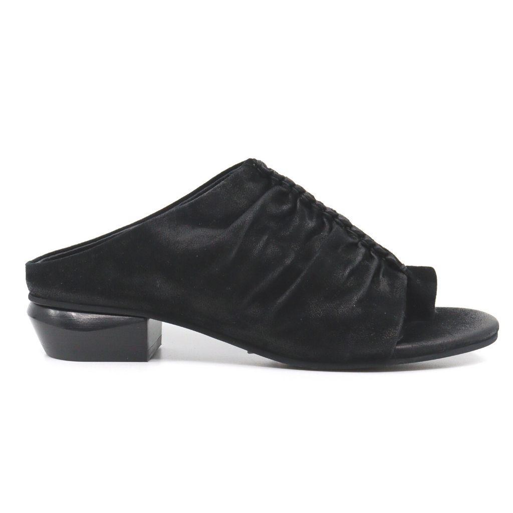 Women's lalana black toe post suede mule by Antelope