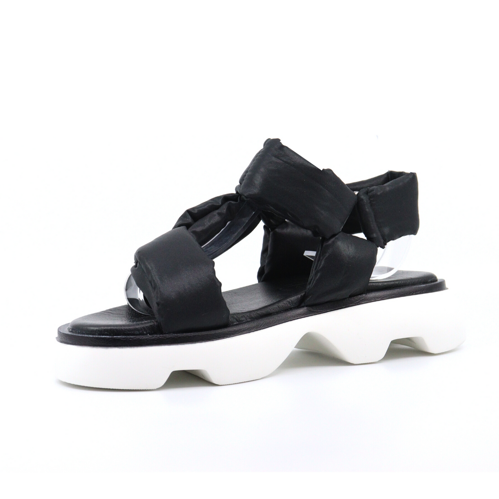 Women's xander black puffer strap sandal by Ateliers