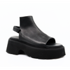 Women's chunky platform velcro sandal italian munice nero by Lofina