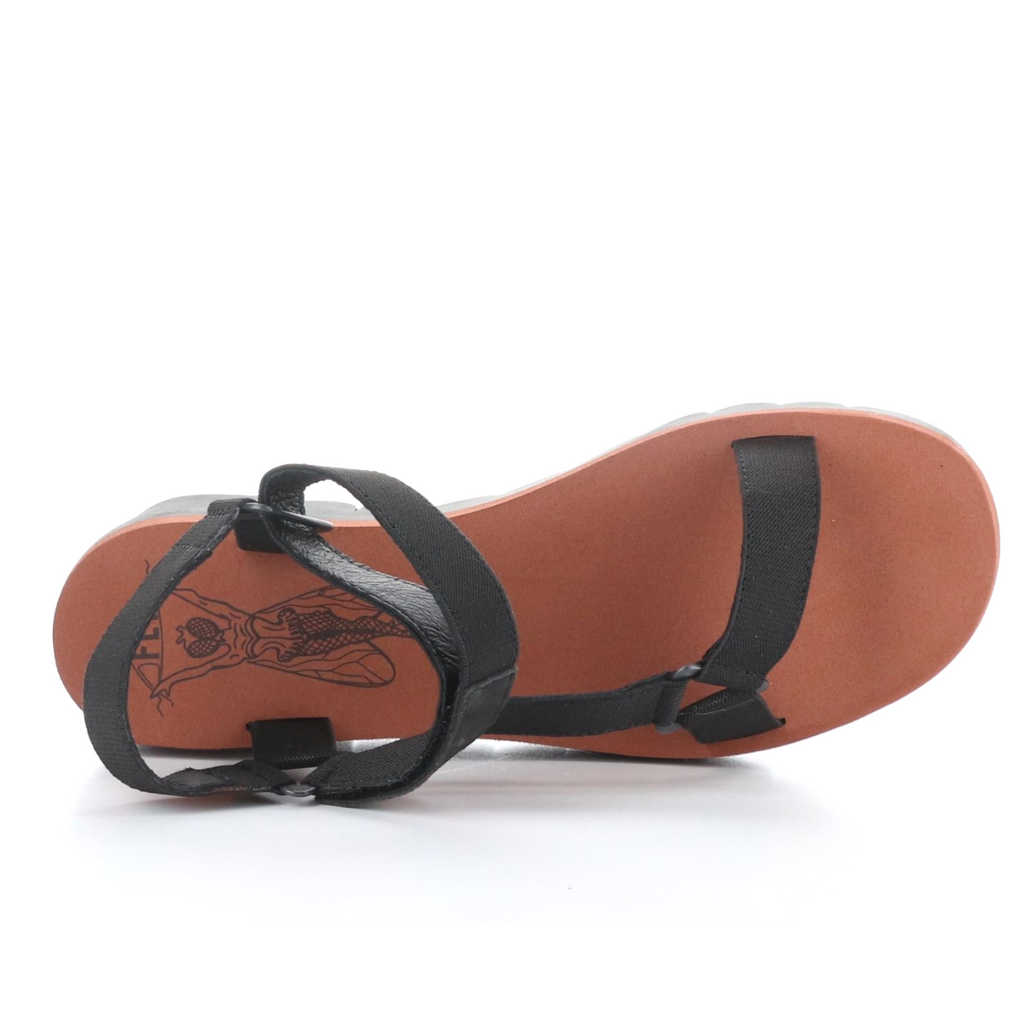 Women's black & brick yefa sandal wedge by Fly london