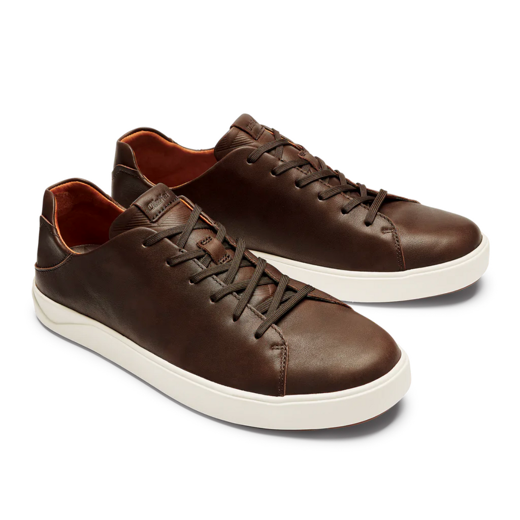 Men's LAE'AHI LI'ILI dark wood lace up leather sneaker by Olukai