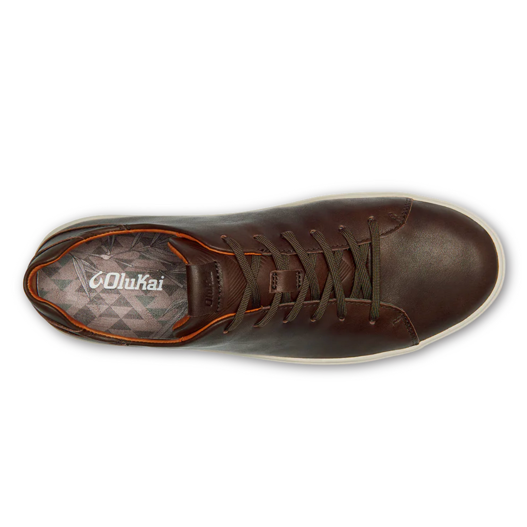 Men's LAE'AHI LI'ILI dark wood lace up leather sneaker by Olukai