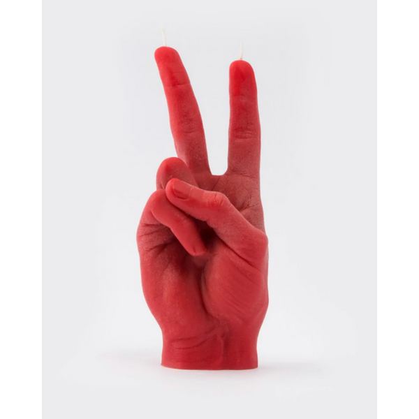 handmade candle hand victory peace sign red by 54 Celsius